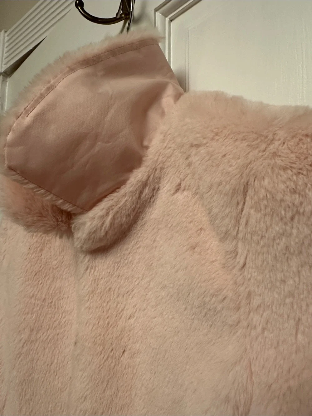 GAP Light Blush Faux Fur Cropped Jacket for Kids